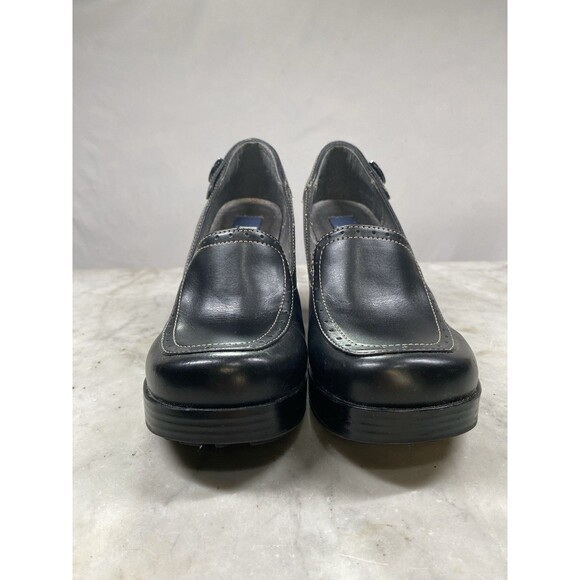 Vtg l.e.i. Platform Loafer Heels Women’s 6.5 Black Faux Leather 90’s Y2K - Picture 8 of 10